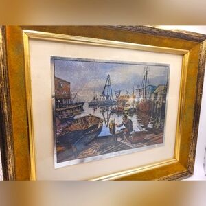 Lionel Barrymore Vintage Signed "Man Painter By Shore" Painting